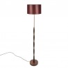 Vintage teak floor lamp with burgundy red shade