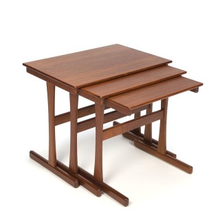 Teakhouten Deense vintage set van 3 nesttafels