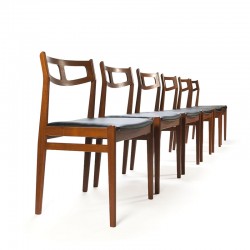 Luxe teakhouten vintage set van 6 Deense eettafel stoelen