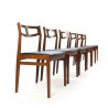 Luxury teak vintage set of 6 Danish dining table chairs