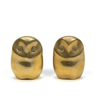 Set of 2 vintage owls in brass
