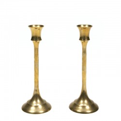Two vintage Danish brass candlesticks