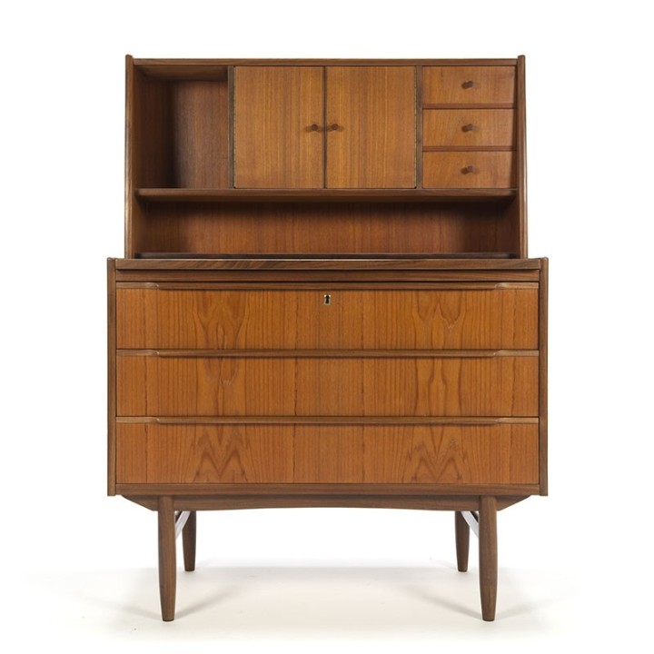 Secretaire meubel in teakhout vintage Deens model
