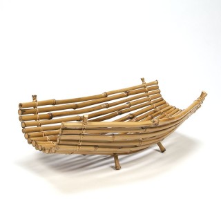 Sixties large vintage bamboo fruit bowl