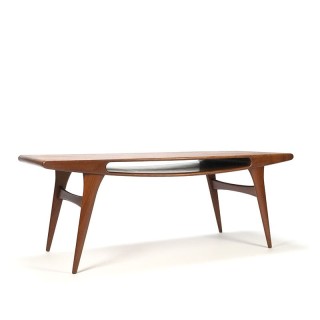 Teak vintage Danish coffee table with magazine space