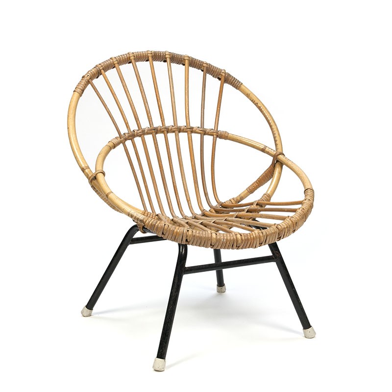 Vintage rattan child's chair from the fifties
