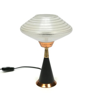 Vintage tafellamp met geslepen glazen kap