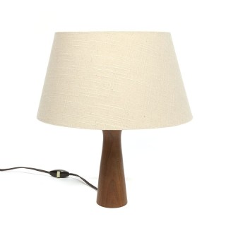 Vintage tafellamp met teakhouten voet