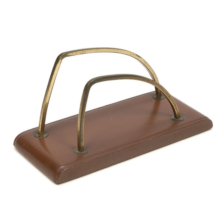 Letter holder vintage brown leather base