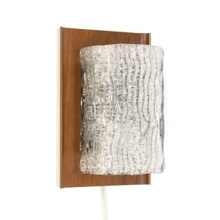 Vintage design wandlamp met plywood muurdeel en glas