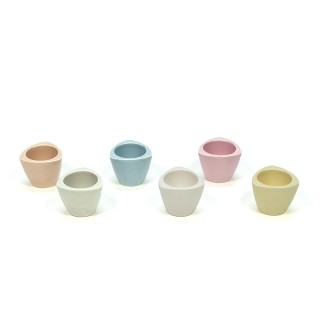 Set van 6 vintage Flora Gouda eierdopjes in pastelkleuren