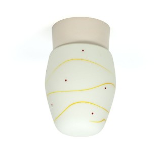 Vintage ceiling lamp from the fifties with yellow / red detail