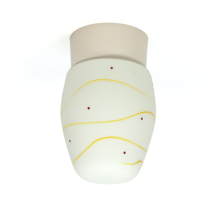 Vintage ceiling lamp from the fifties with yellow / red detail