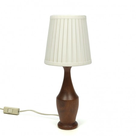 Smal model vintage tafellamp met teakhouten voet