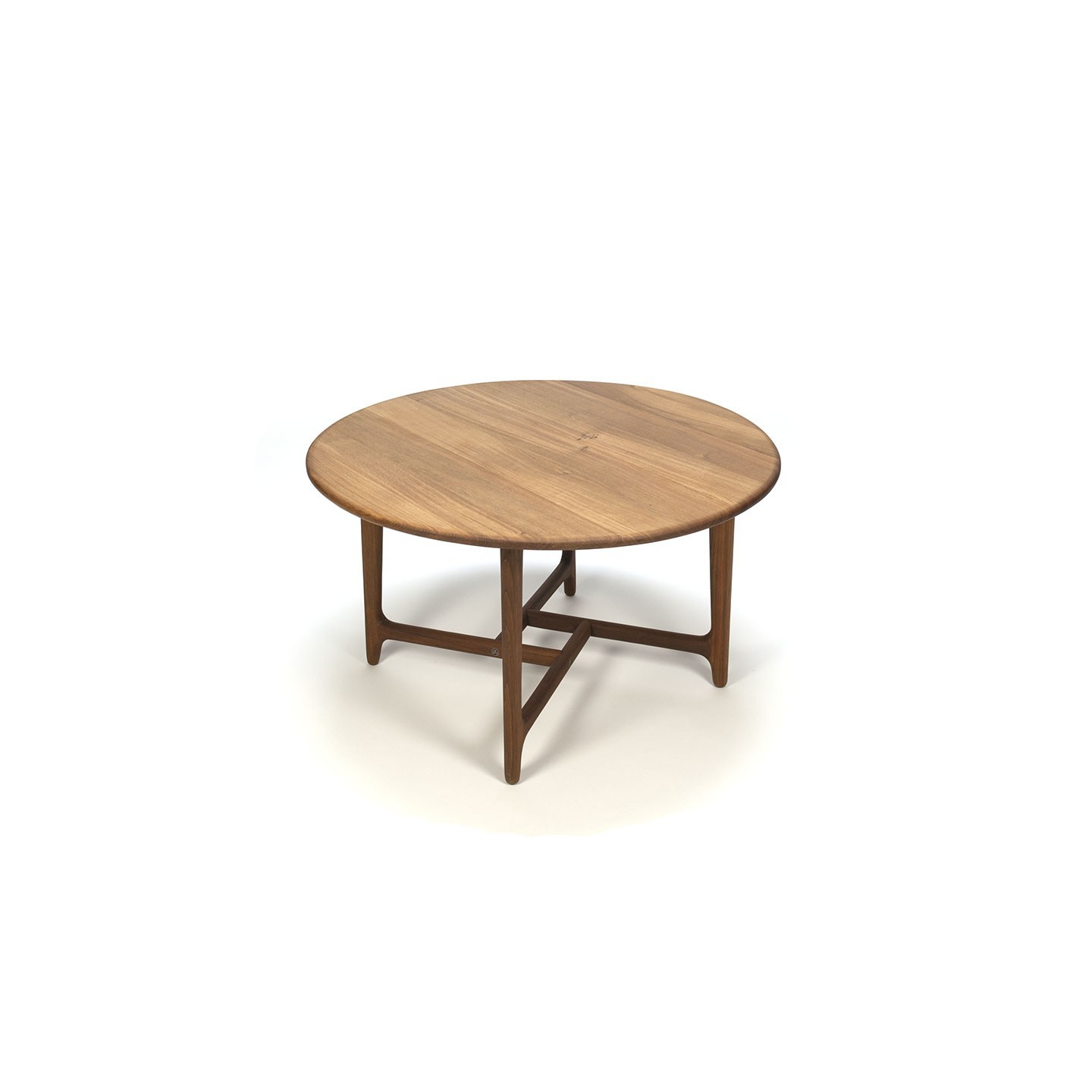 Ronde Deense vintage salontafel met speciaal teak frame