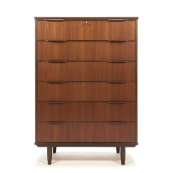 Tall model vintage teak chest of drawers from Denmark