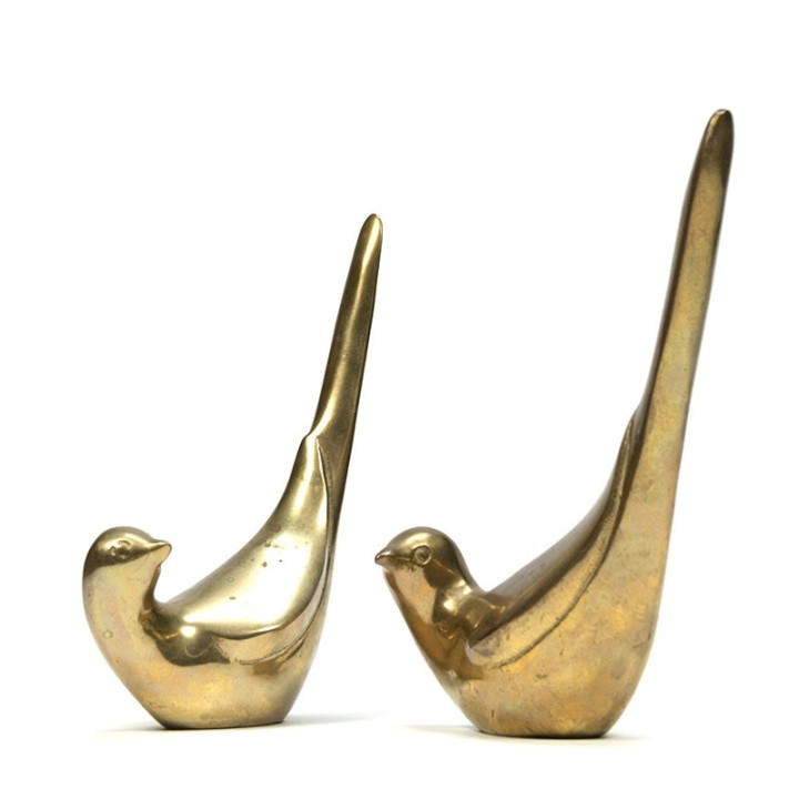 Set of 2 vintage brass birds