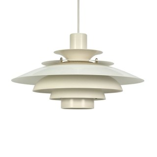 Vintage wit metalen Deense hanglamp