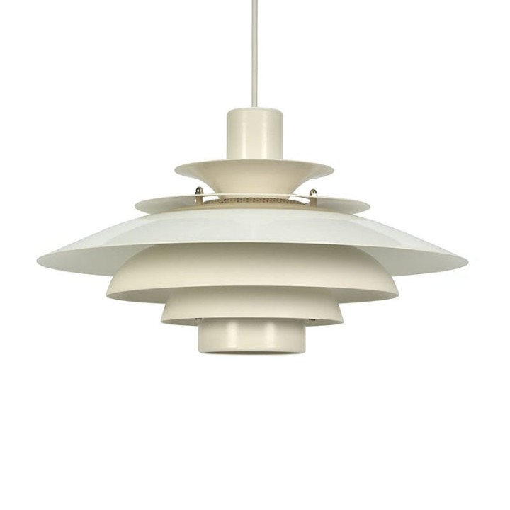 Vintage wit metalen Deense hanglamp