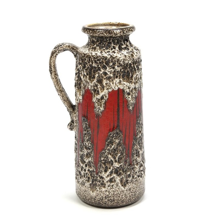 West Germany vintage vaas met rood accent