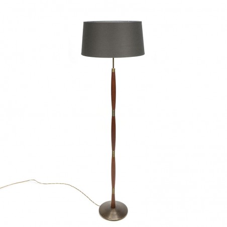 Floor lamp vintage with brass and teak Danish design