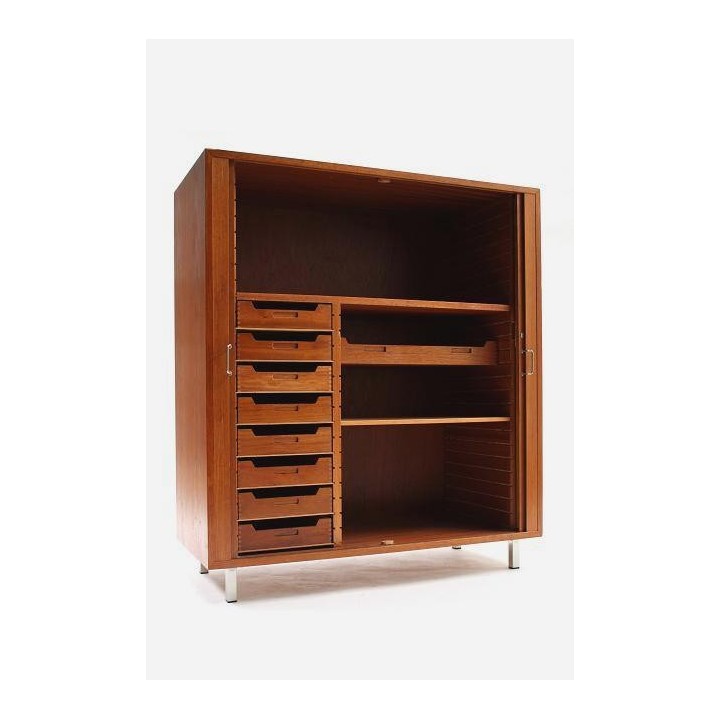 Teakhouten kast met roldeuren - Retro Studio