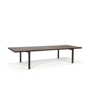 Vintage wengé wooden slat bench low model