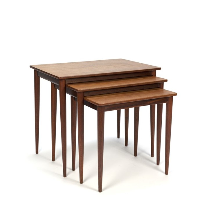 Teakhouten vintage Deense set bijzettafeltjes