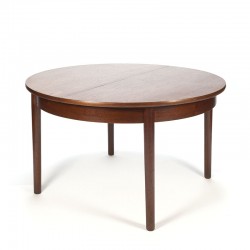 Vintage round extendable dining table in dark teak