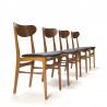 Vintage set of 4 teak Danish dining table chairs