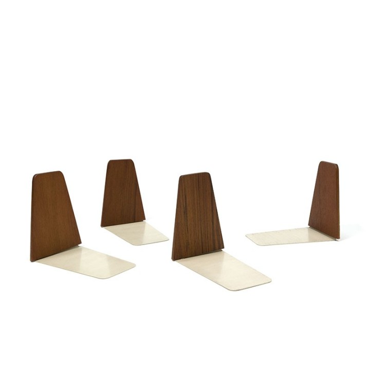 Set van 4 vintage Deense teakhouten boekensteunen
