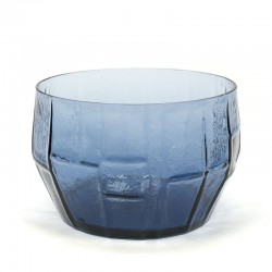 Scandinavische vintage blauw glazen schaal