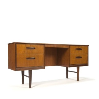 Smal vintage bureau of kaptafel in teakhout