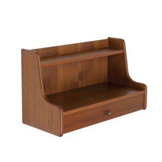 Teakhouten vintage hangend nachtkastje design Omann Jun