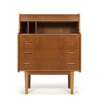Deense vintage secretaire met uitschuifbaar werkblad
