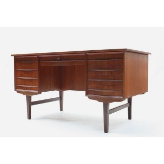 Groot Scandinavisch bureau in teakhout - Retro Studio