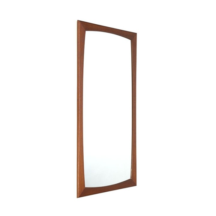 Vintage Deense spiegel met brede teakhouten rand