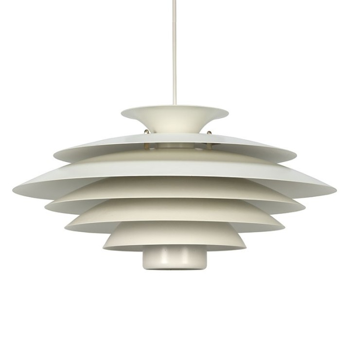 White metal vintage Danish hanging lamp