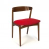 Teakhouten vintage Deense stoel met rode wollen stof