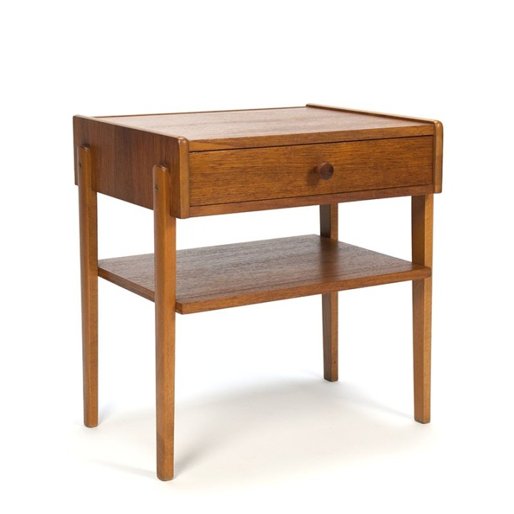 Zweeds teakhouten vintage nachtkastje of bijzettafel