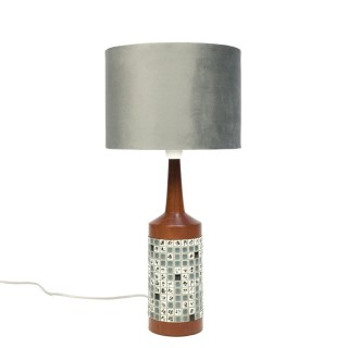 Vintage teak table lamp with mosaic design