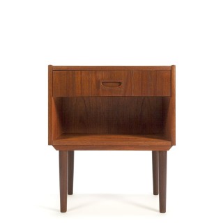 Teakhouten vintage Deens nachtkastje met 1 lade