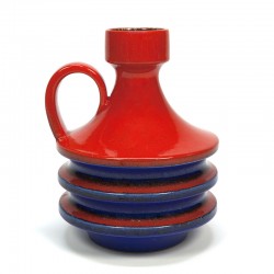 Groot model rood/ blauwe vintage aardewerken vaas
