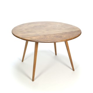 Vintage round Ercol drop leaf dining table