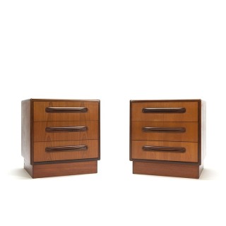 English vintage set of 2 teak bedside tables