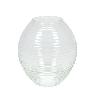 Large clear vintage ribbed vase