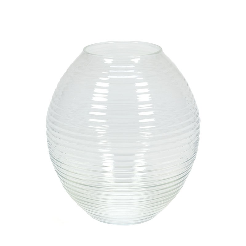 Large clear vintage ribbed vase Retro Studio