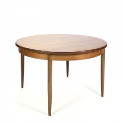 Round vintage teak extendable dining table