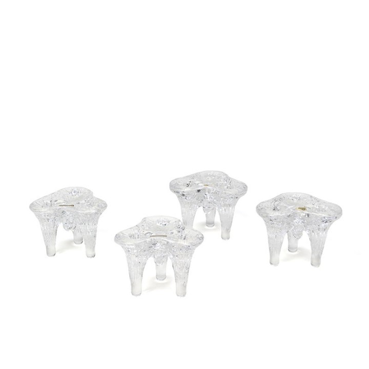 Set van 4 Icicle glazen vintage kandelaars van Kosta Boda
