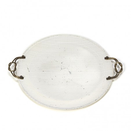Vintage perforated tray design in Mathieu Mategot style